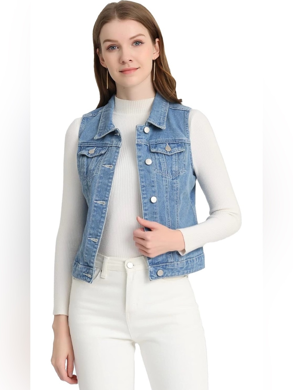 Light Blue Washed Denim Buttoned Jeans Best  - Size Small